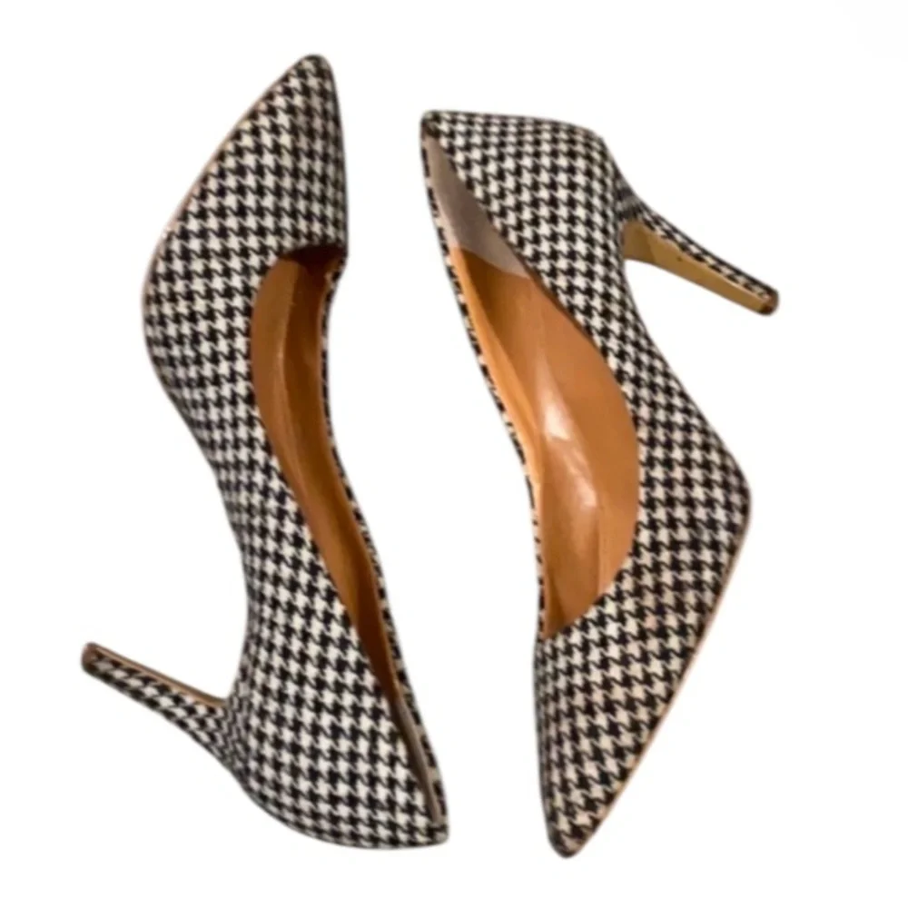 Authentic J. Crew designer gingham fabric heels pumps 8.5